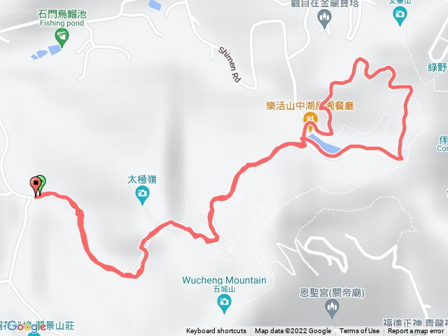 石門路0號登山口-直上山中湖-文筆山登山口繞湖後折返-70號登山口