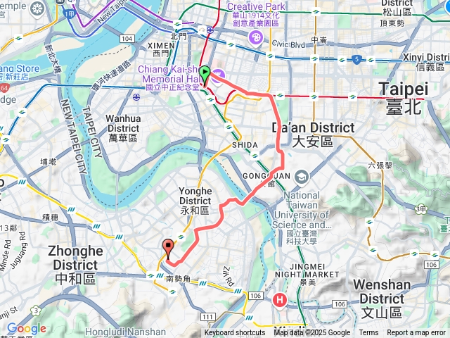中正紀念堂到中和八二三公園