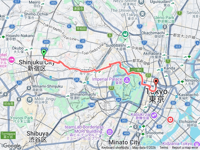 新宿-靖國神社-東京站
