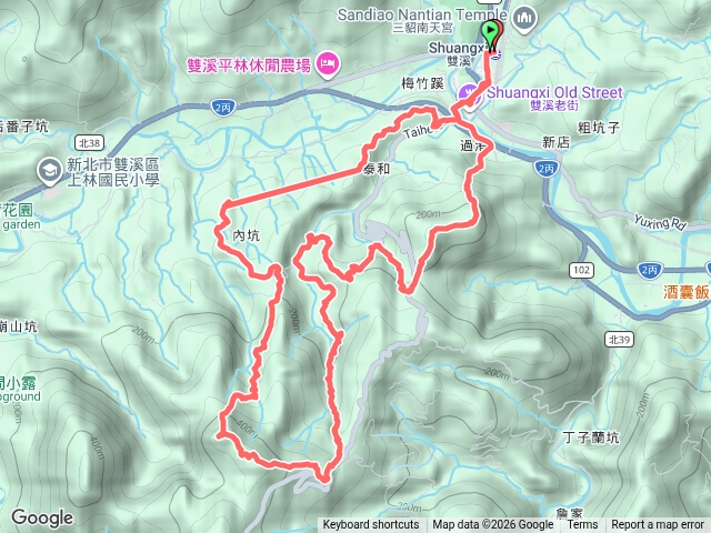 雙溪車站-梅竹蹊山-麻竹坑山-苕谷坑山-苕谷坑山東南峰（480峰）-百二階古道-苕谷瀑布-蝙蝠山-雙溪車站預覽圖