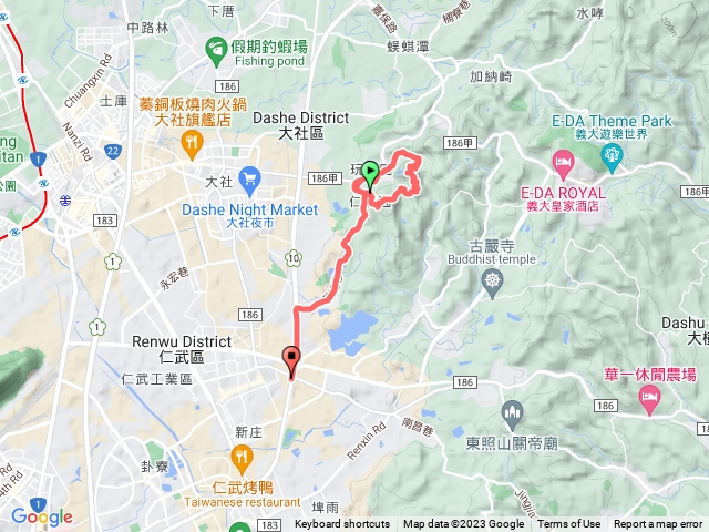 鳳儀宮登山口 >環保公園>小尖山>大坪頂>一線天